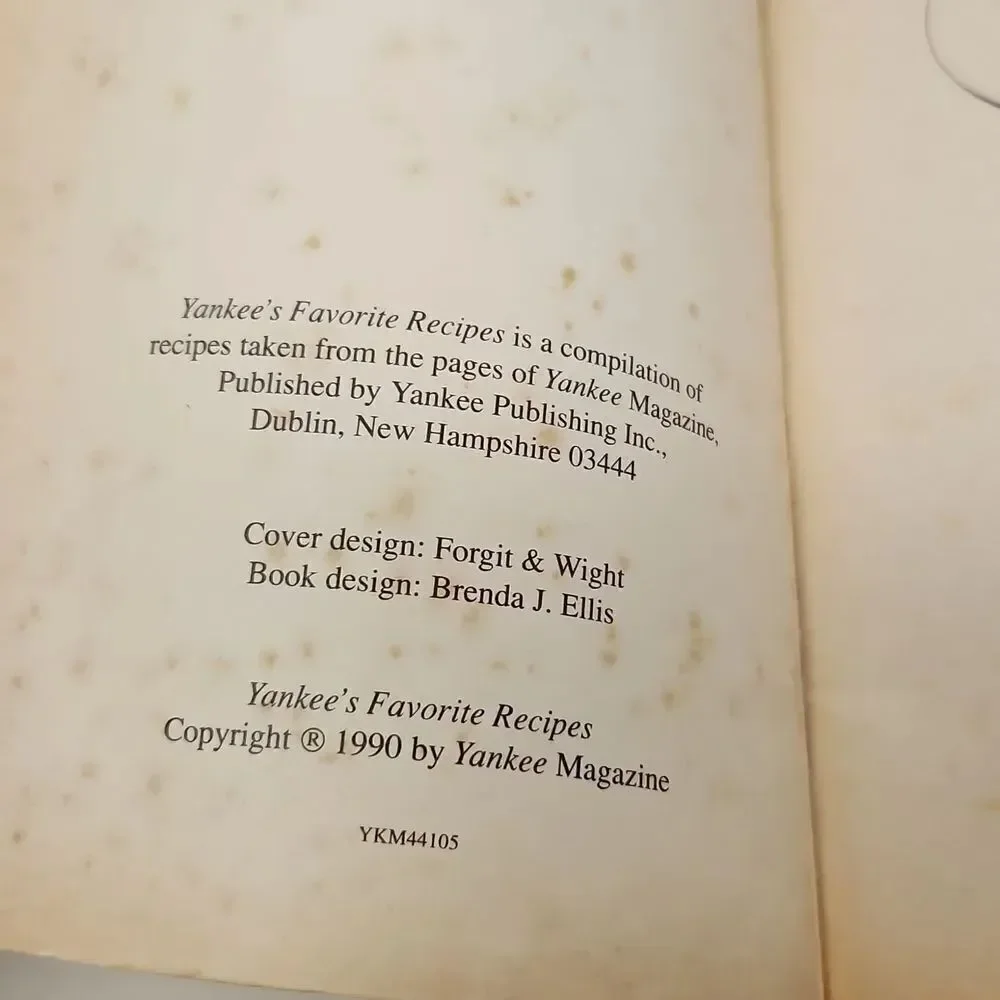Yankees Favorite Recipes Book 1990